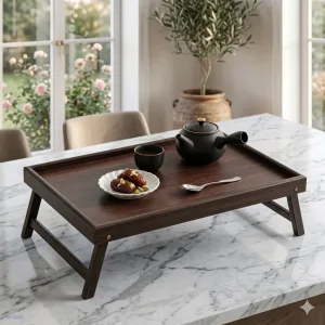 Wooden Serving Tray with Foldable Legs